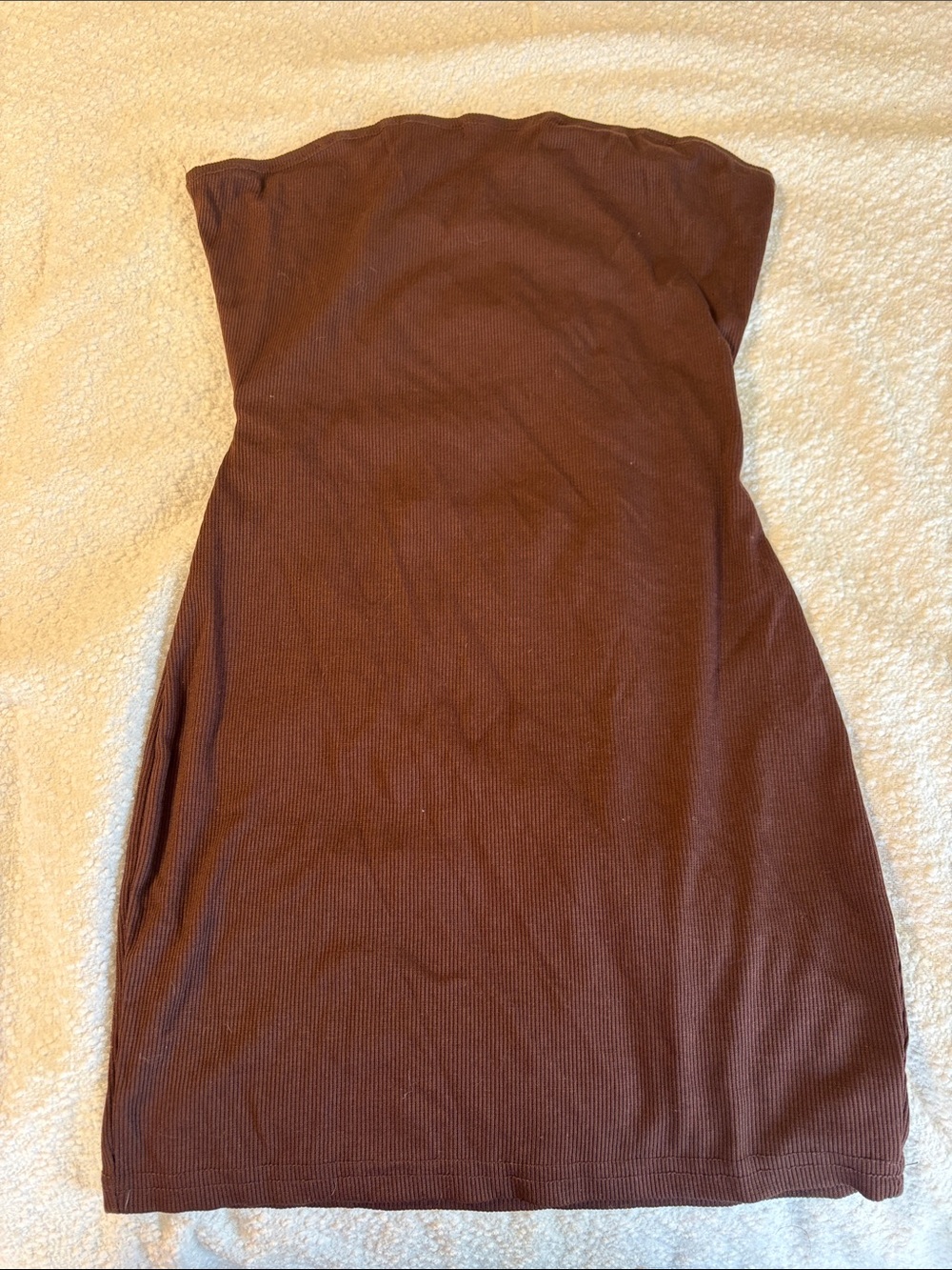 SHEIN Strapless Ribbed Bodycon Dress - Brown